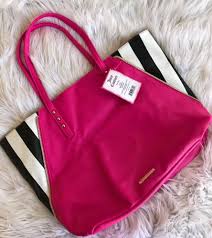 Black And White Striped Purse With Red Bow Juicy Couture Tote Bag Bright Pink Black White Striped Zipper Design Nwt Ebay Pink Tote Bags Woman Bags Handbags Black Leather Bags