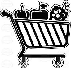 Shopping Cart Buggy With Fruits And Vegetables Inside Black And White Computer Icon Basket Buying Carriage Carry Checkout Computer Carrito Frutas Fruta