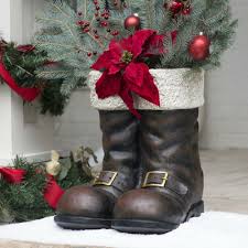 Christmas Decoration Holiday Decor Santa Claus Boots Planter Large Front Porch Ebay Christmas Front Porch Homemade Christmas Decorations Fireplace Garland