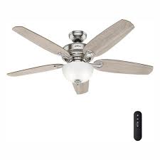 Energy efficiency everyday hunter ceiling fans are designed for energy efficiency everyday, which means getting better performance using less energy. Hunter Channing 54 In Led Indoor Easy Install Brushed Nickel Ceiling Fan With Hunterexpress Feature Set And Remote 53367 The Home Depot