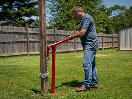 When is the best time for removing tree stakes that are supporting my newly planted trees? Post Popper Hi Lift Jack Co