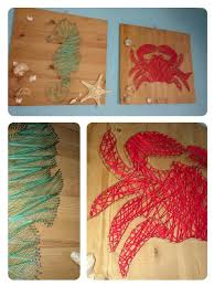 Nagelbild Fadeln Seepferdchen Krebs Wolle Nagel Hammern Nagelbilder Bilder Seepferdchen