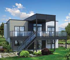 Plan 80780pm 2 Bed Modern House Plan For Sloping Lot Modern House Plan Modern House Plans Beach House Plans