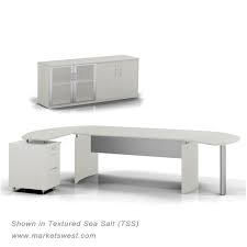 There are three additional drawers that open and close on smooth metal runners for convenient storage space of office supplies. Medina Series 63 Executive L Shaped Desk Suite 8 Left Handed W Storage Credenza