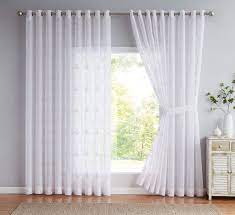 WARM HOME DESIGNS Par de 2 Cortinas Blancas Transparentes Extra Largas y  Extra Anchas con Bordado