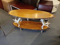 Two beautiful live edge black walnut slabs are paired with real elk and deer antlers. Live Edge And Antler Coffee Table 750 Astute Furnishings Facebook