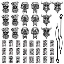 If you're rocking a long, thick, or curly full beard then the possibilities are endless. Buy 42 Pieces Viking Beard Beads Antique Norse Hair Tube Beads Pirate Skull Dreadlocks Beads For Hair Braiding Bracelet Pendant Necklace Silver Diy Jewelry Hair Decoration Online In Turkey B091q1yhk3