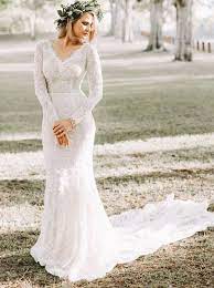 Ich biete mein hochzeitskleid an. Mermaid V Ausschnitt Lange Armel Spitze Brautkleid Brautkleider 239 99 Simple Dress Com
