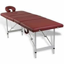 Vidaxl Table De Massage Pliante Lit De Massage 4 Zones Rouge Cadre Aluminium Sac Massage Table Diy Massage Oil Shiatsu Massage
