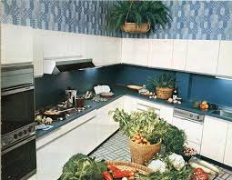 Cuisine Du Decorateur David Roth Dont La Partie Superieure Est Decoree De Papier Peint 1973 Cuisine 70 S Papier Peint Cuisine