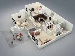 3d Floor Plan On The Basis Of 2d Layout If Interested 3d Services Contact Us 3d House Plans Floor Plan Design Two Bedroom House Design