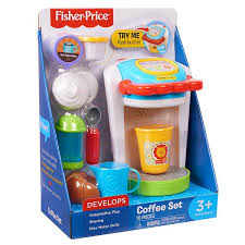 This brand makes a variety of different play kitchens and. Fisher Price Coffee Maker Set