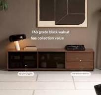 Black Walnut, Oak Solid Wood Italian Light Luxury Floor TV Cabinet.