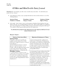 Of Mice And Men Double Entry Journal Honors Pdf Double Entry Journal Double Entry Journal