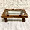Rustic red cedar glass top log coffee table. 1