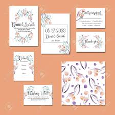 Free customization on custom save the date cards! Template Cards Set With Watercolor Flowers And Plants Wedding Design For Invitation Save The Date Card Rsvp Thank You Card Wishing Well Card For Anniversary Day Stock Photo Picture And Royalty Free