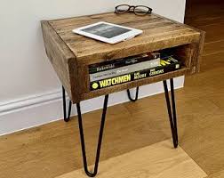 Handmade Rustic Coffee Table Sofa Table With Storage Made Etsy In 2020 Rustic Bedside Table Side Table Wood Reclaimed Wood Side Table