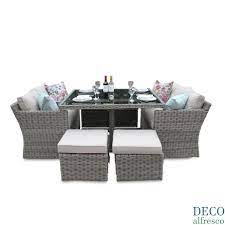 8pc High Back Sofa Cube Rattan Furniture Set Natural Deco Alfresco Rattan Furniture Set Rattan Furniture Furniture Sets