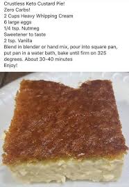 Keto Crustless Custard Pie Low Carb Keto Recipes Low Carb Desserts Keto Recipes