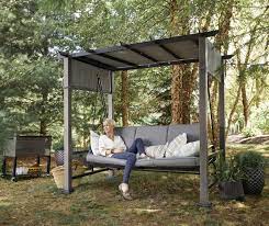Broyhill Patio Pergola Cushioned Daybed 3 Person Swing Big Lots Pergola Swing Backyard Seating Outdoor Patio Swing