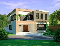 It has 2 living rooms ground & first floor, 2 dinning rooms, drawing rooms and reasonable space for lawn.it is beautifully composed modern colonial house design with exterior finishes in off white grooves and brown plaster, use of aluminium and glass for windows. Modern House Design From Lahore Pakistan Home Design House Outside Design House Front Elevation Design House Front Design