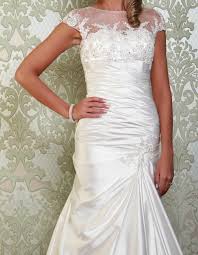 Begonia The Begonia Has A Gorgeous Ruched Body With Pretty Cap Sleeves And A Lace Applique Across The Chest H Wedding Dresses Wedding Dresses Vintage Dresses