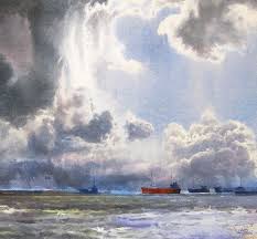 а на небе только и разговоров что о море Na Nebe Tolko I Razgovorov Chto O More Nubes Acuarela Paisajes Acuarela Acuarela