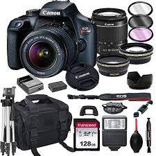 The camera is aimed at amateur photographers. Canon Eos Rebel T100 Dslr Camera With 18 55mm F 3 5 5 6 Zoom Lens 128gb Card Tripod Flash And More 20pc Bundle Pricepulse