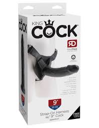 King Cock Strap On Harness With 9 Cock Black | Sex Toys