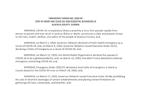 Stay At Home Order Issued For Gainesville And Alachua County