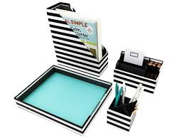 Black And White Office Supplies Blu Monaco Black White Stripe Desk Organizer 4 Piece Set Letter Mail Office Supplies Organizer P Desk Organization Desk Organizer Set Desktop Organization