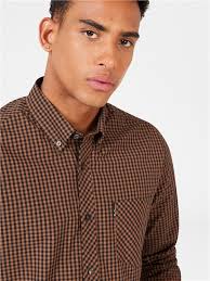Black gingham shirt men top