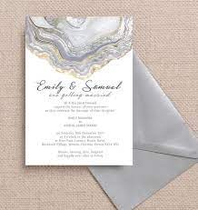 Personalised Agate Crystal Silver Grey Wedding Invitation Etsy Marble Invitation Wedding Grey Wedding Invitations Geode Wedding