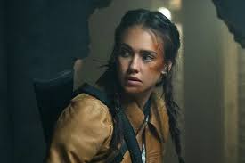 Island pleasure with Jessica Alba - nips on show in her swimwear