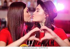Two Cute Lesbian Girlfriends Kissing On Stock Photo 1079794733 |  Shutterstock