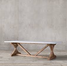 Rh 39 S Salvaged Wood Amp Marble X Base Rectangular Dining Table Our Table Pairs A 2 Amp 34 Thick Dining Table Rectangular Dining Table Slab Dining Tables
