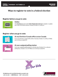 Elections canada — is an independent, non partisan agency reporting directly to the parliament of canada. Ways To Register To Vote In A Federal Election Elections Canada