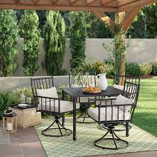 11 piece patio dining set outdoor table and chairs patio dining table set, pe wicker rattan dining furniture sets, glass table with cushions and ottoman for lawn, garden, backyard (black/beige) 1 offer from $749.99 #40. The Best Patio Dining Sets For 2020 Southern Living