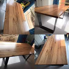 Includes a 1 1/4 thick solid wood plank table top. Solid Messmate Dining Table With Black Metal Legs Dining Table Timber Dining Table Timber Table