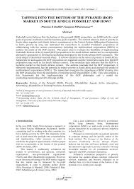 Maybe you would like to learn more about one of these? Pdf Tapping Into The Bottom Of The Pyramid Bop Market In South Africa Possible And How