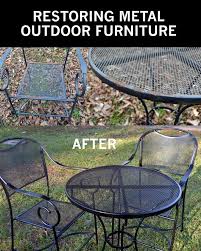 Beautiful Restore Metallic Outside Furnishings To Like New Metal Patio Furniture Patio Furniture Makeover Vintage Patio Furniture