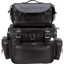 Biker Bar 2pc Motorcycle Cooler Set Outside Leather Saddle Bags Motorcycle Leather Motorcycle Luggage