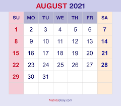 Free printable january 2021 calendar preview. August 2021 Monthly Calendar Monthly Planner Printable Free Sunday Start Matildastory Com