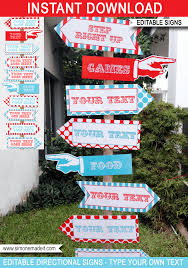 These print out on 8×10 or 8x5x11 paper and you can print on cardstock or photo paper. Circus Directional Signs Arrows Carnival Or Circus Party