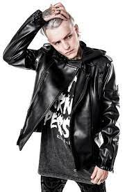 ryder he s bad moto biker a constructed custom biker in luxe faux leather zip front pockets and loaded with details duh keepin it fresh af with a jer mo s