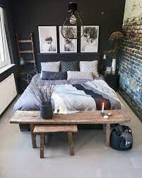unser wunderschones schlafzimmer mit dunklen betten und schonen kissen die plakate machen betten d home decor bedroom bedroom interior bedroom design