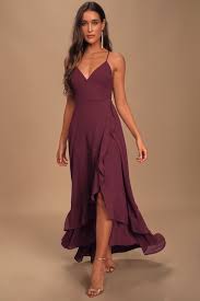 In Love Forever Plum Lace Up High Low Maxi Dress High Low Maxi Dress Lulus Maxi Dress Flowy Maxi Dress