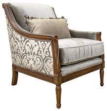 Every Inch Of This Beautiful Accent Chair Is Covered In Exquisite Detail From Carved Wood Legs And Arm Arm Chairs Living Room Accent Chairs Mattress Furniture