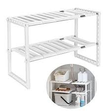 Qisiewell Etagere De Rangement Sous Evier Rack Extensible Organisateur Pour Cuisine Salle De Bain Cha Rangement Sous Evier Etagere Rangement Etagere Sous Evier