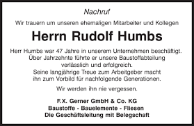 3 jahre auf dem markt; Traueranzeigen Von Rudolf Humbs Mittelbayerische Trauer